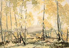 Robert Guest, Poplar Trees, Fall, 1977, watercolour on paper