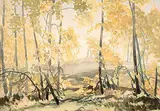 Robert Guest, Poplar Trees, Fall, 1977, watercolour on paper