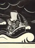 Josephine Harrison, Untitled - Ship of Fools, linoblock on paper