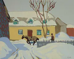 Edwin Holgate, Quebec Farm, 1931, silkscreen on paper