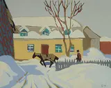 Edwin Holgate, Quebec Farm, 1931, silkscreen on paper