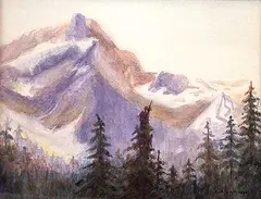 Laura A. Lamont, Mount Sir Donald at Glacier, watercolour on paperboard