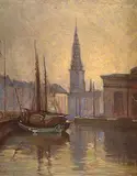 Aage A Lundgreen, Untitled - Thorvaldsen's Museum at the Canal, 1924, oil on canvas
