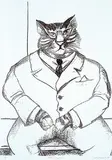 Jack Shadbolt, Solid Citizen Cat #22/60, 1994, lithograph on paper