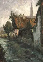 Ove Svenson, Untitled - Danish Village, oil on canvas