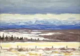 Harvest in Winter by John Davenall Turner, oil on canvas board, sold Nov 1998