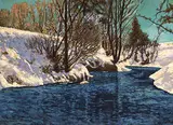 William Carson, Stream in Winter, oil on hard board