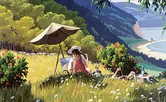 Rémi Clark, Un Dimanche a la Campagne, acrylic on canvas