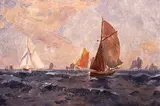 Elsie Drayton, Untitled - Sailing in the Afternoon, oil on paper board