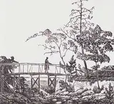 William Frederick George Godfrey, The Rustic Bridge, Hamilton #4/100, 1935, wood block on paper