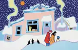 Ted Harrison, Cathouse #99/165, 1988, colour silkscreen on paper
