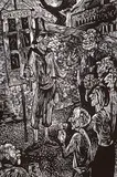 John Ramsey McGregor Hone, Street Clown, Madrid #4/30, wood block on paper