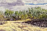 Johann Franz Pius Kaufmann, Untitled - Prairie Landscape, 1989, acrylic on masonite