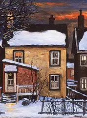On a Cold Winter Night, Toronto by John Kasyn, 1998, oil on hard board, sold May 1998