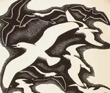 Edwin Holgate, Gulls, 1937, wood block on paper