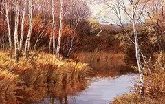 Isabel Levesque, Autumn Reflections, acrylic on canvas