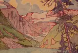 Thomas Wesley McLean, Untitled - Lake Louise, colour wood block on paper