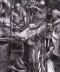 Marcia Perkins, Untitled - Market Scene, chalk on paper