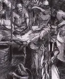Marcia Perkins, Untitled - Market Scene, chalk on paper