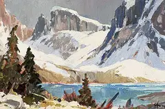 Warner R. Plangg, Untitled - Lake Magog, Assiniboine Area, oil on canvas board