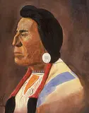 Percy Plain Woman, Chief White Calf, Blackfoot Chief, oil on canvas board