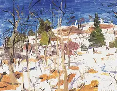 William Goodridge Roberts, Untitled - Winter Landscape, oil on hard board