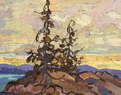 Keith Cornock Smith, Trees on Small Island, oil on panel