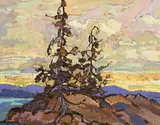 Keith Cornock Smith, Trees on Small Island, oil on panel