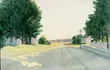 Arthur Oswald Smith, The Edge of Town - Lumsden in the Qu'Appelle, 1945, watercolour on paper