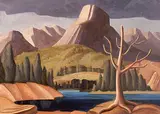 Helen Barbara Stadelbauer, Mountains Near Banff, 1947, oil on paper board