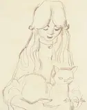 William Arthur Winter, Untitled - Girl with Cat
