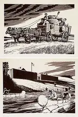 Alfred William Davey, Untitled - The Overlanders #81/100 / Untitled - Indians and H.B.C. Fort #20/100, relief print on paper