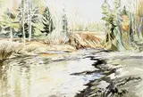 Ian Jamieson, Bragg Creek, 1984, watercolour on paper