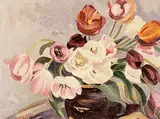 Lilian Rogers Marlatt, Tulips, oil on canvas board