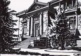 Margaret Shelton, Public Library, Calgary #111/200, 1941, lino block on paper