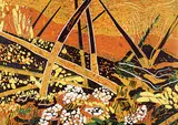 Yolanda Van Dyck, Burned Timber #4/10, 1975, colour wood block on paper