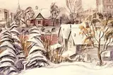 Colleen Anderson Millard, View from My Window, Calgary, 1956, watercolour on paper