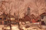 Joseph Archibald Browne, Toronto Ghetto Taken from the Grounds of the New General Hospital, 1910, 1910, oil on panel