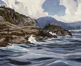 Douglas L. Cockburn, Surf's Up, Cox Beach Tofino, oil on canvas