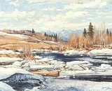 Spring Break up on the Sheep River, Alberta by Duncan MacKinnon Crockford, 1979, oil on canvas, sold Nov 1997