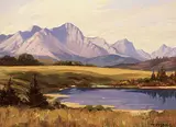 Near Waterton Lakes by Roland Gissing, 1963, oil on canvas board, sold Nov 1997