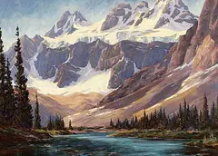 Reginald Llewellyn Harvey, Untitled - Glacial View, oil on paper board