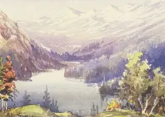 Florence Maude Mortimer, Untitled - Mountain Lake, 1940, watercolour on paper