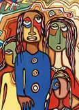 Daphne Odjig, Family Portrait, 1976, acrylic on canvas