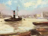 Élie Anatole Pavil, London, oil on hard board