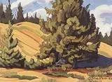 Untitled - Mountain Landscape by Margaret Shelton, 1941, oil on paper board, sold Nov 1997