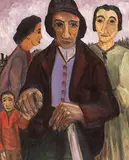 John Harold Thomas Snow, Farm Family, 1959, oil on canvas board