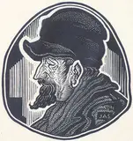 James Agrell Smith, Man in a Fur Hat #7/50, wood block on paper