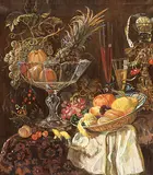 Nikolas Zaitsev, Untitled - Still Life with Fruit and Butterfly, 1993, oil on canvas