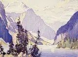 A.C. and Barbara Leighton - Barleigh, Lake Louise #28/100 2nd edition, colour wood block on paper